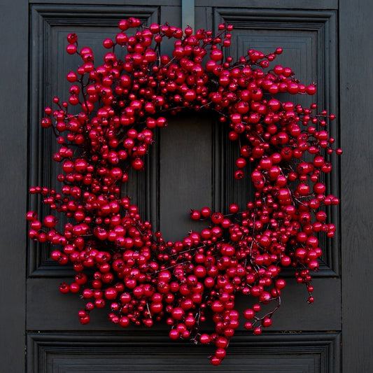 Waterproof Red Berry Front Door Christmas Wreath 24"