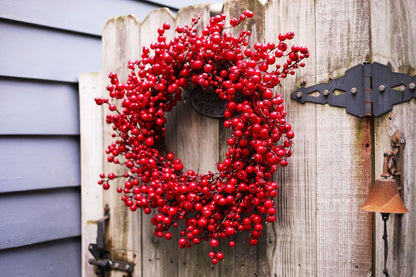 Waterproof Red Berry Front Door Christmas Wreath 24"