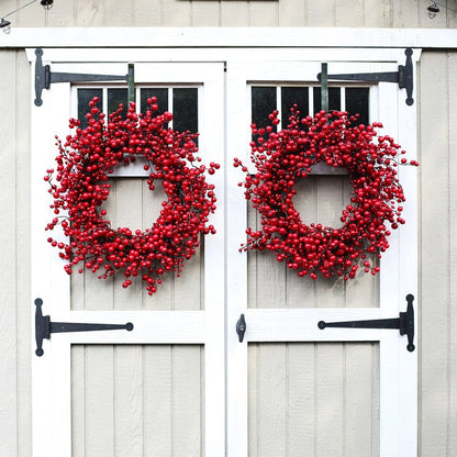 Waterproof Red Berry Front Door Christmas Wreath 24"