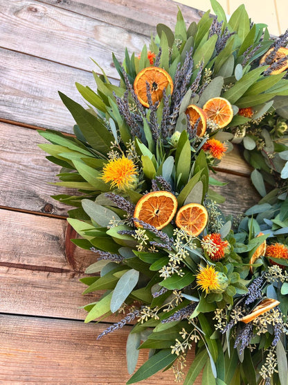 Bay Leaf Lavender and Dehydrated Oranges Wreath