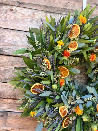 Bay Leaf Lavender and Dehydrated Oranges Wreath