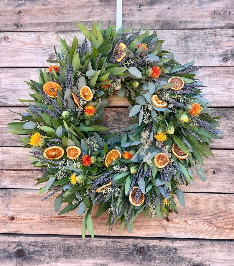 Bay Leaf Lavender and Dehydrated Oranges Wreath