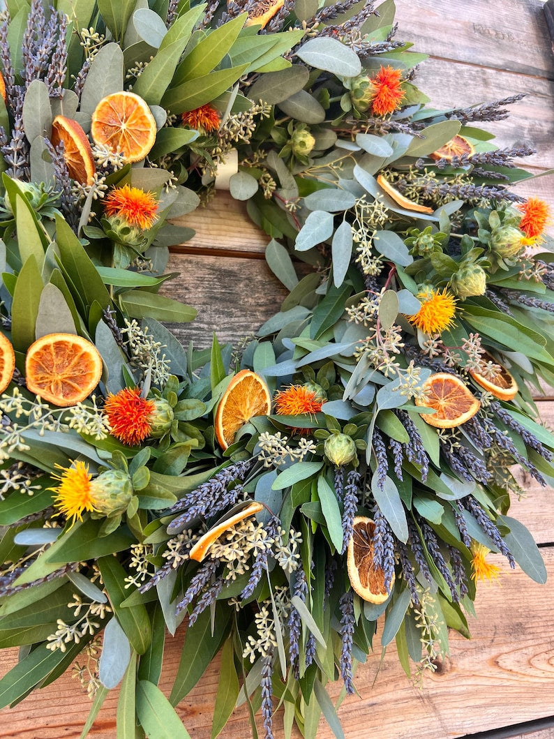 Bay Leaf Lavender and Dehydrated Oranges Wreath