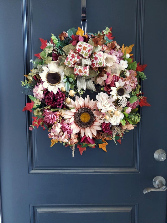 Burgundy, Pink, Cream wreath